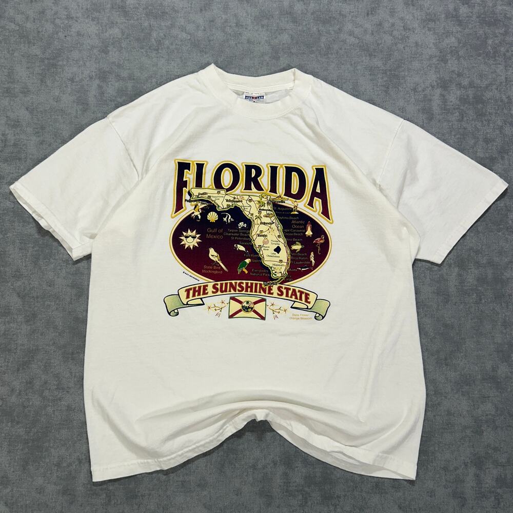 Vintage 90s MBS Love Unlimited Florida Map TShirt Mens XL Jerzees Sunshine State